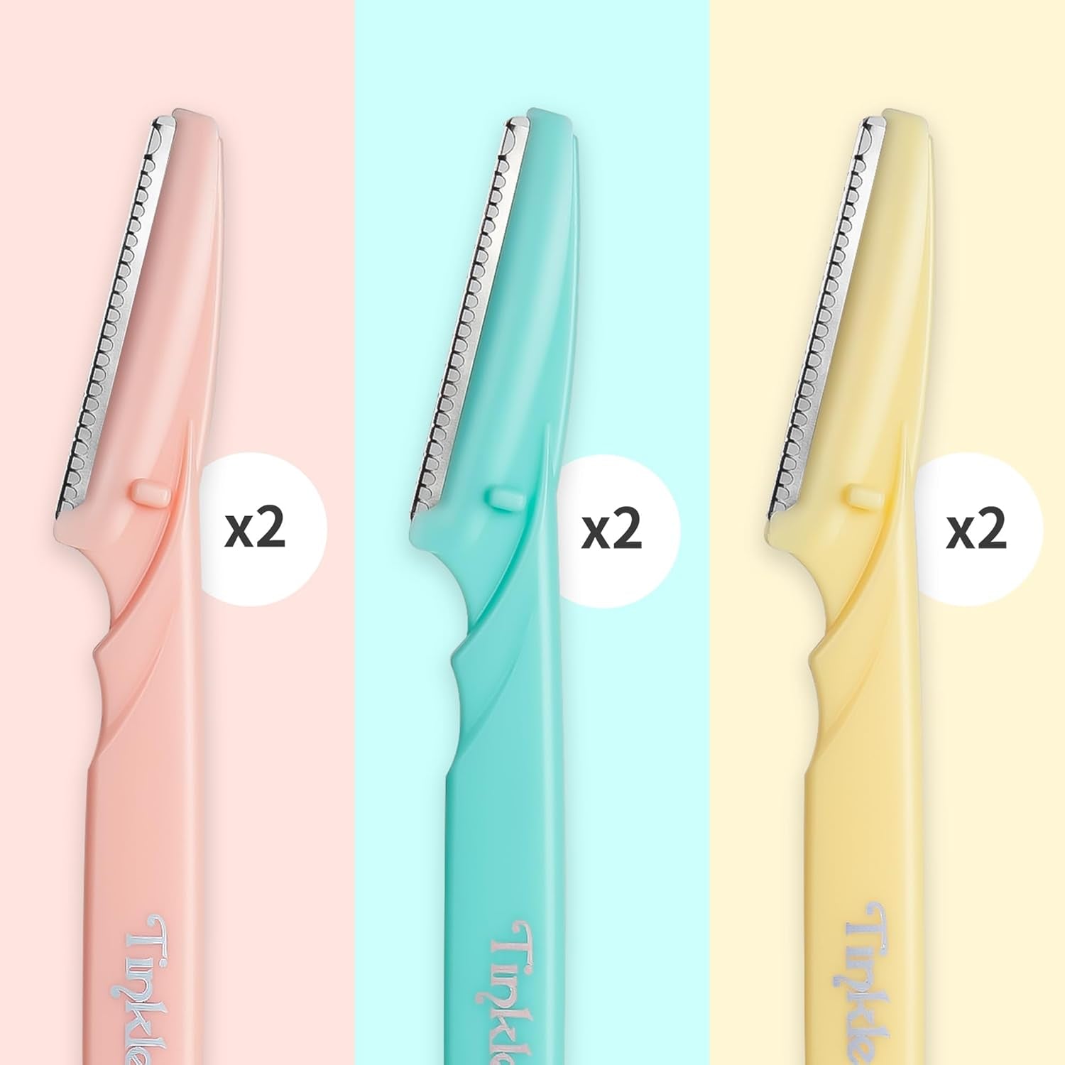 Dermaplaning Tool 6 Razors/Dermaplanie Razor, Eyebrow Razor, Facial Razor, Face Razor Peach Fuzz Remover, Exfoliating Face with Stainless Steel Safety Cover for Sensitive Skin
