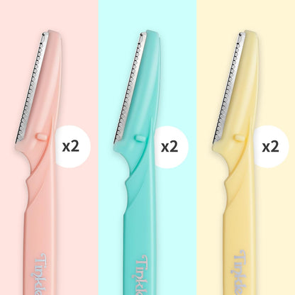 Dermaplaning Tool 6 Razors/Dermaplanie Razor, Eyebrow Razor, Facial Razor, Face Razor Peach Fuzz Remover, Exfoliating Face with Stainless Steel Safety Cover for Sensitive Skin
